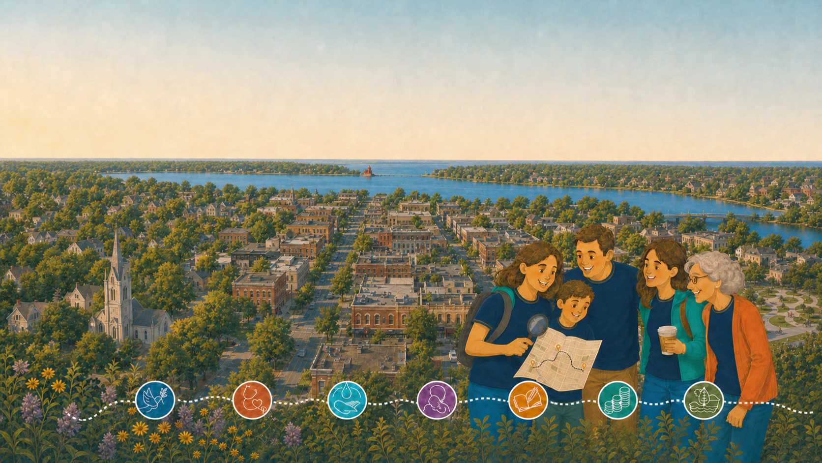 A five-person multigenerational family follows a clue map through Holland.